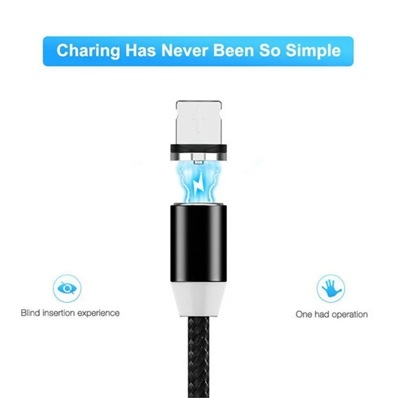 GEUMXL Магнитный кабель для быстрой зарядки нейлоновый Плетеный Magnectic 8 Pin / Micro Type C USB
