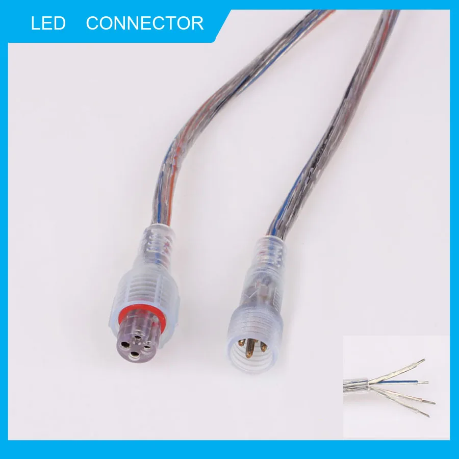 2 пары 4-контактных светодиодных лент питания постоянного тока водонепроницаемый