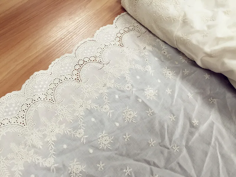 

3 yard 43cm 16.92" wide beige cotton fabric embroidery tapes lace trim ribbon 1121271B QL4K58