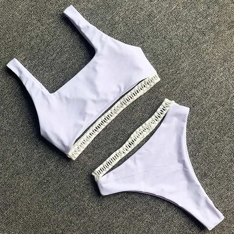 2019 новый сексуальный высокой талией бикини с кружевом Женский купальник из двух