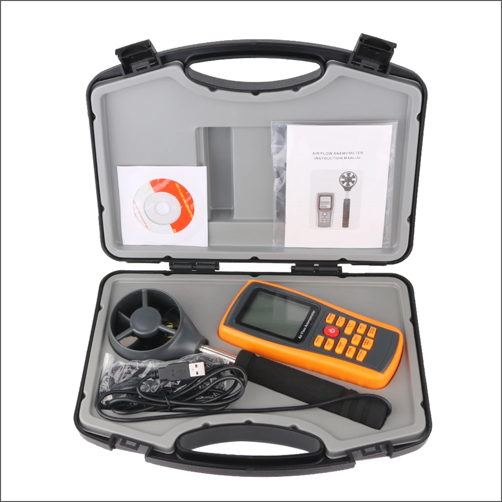 RZ Anemometer Wind Speed Meter Digital Handheld Range 0-45m/s Air Volume Ambient Temperature Tester With USB Interface Sensor |