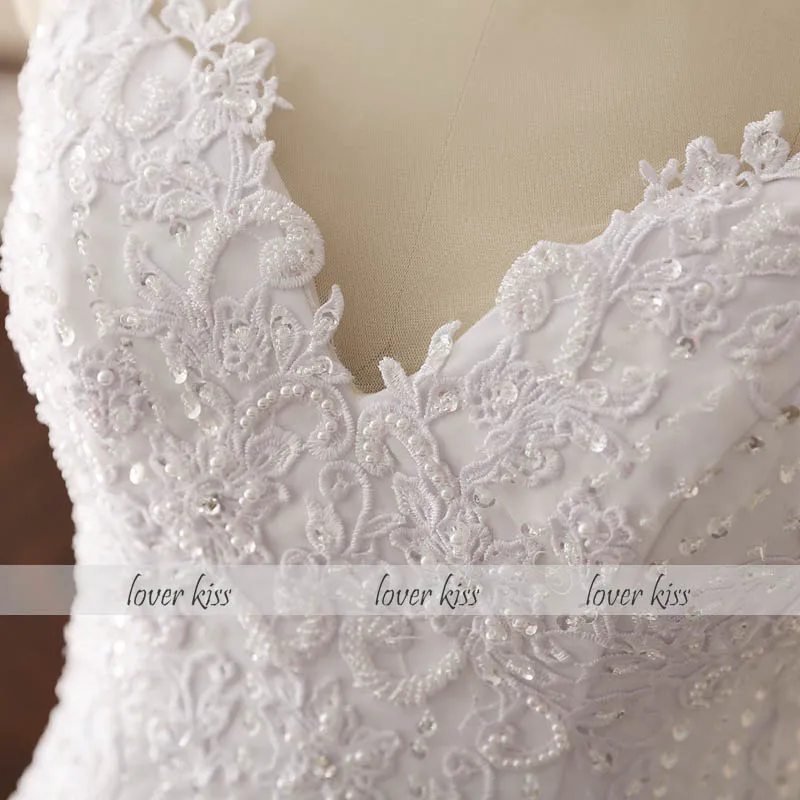 Lover Kiss robe de mariee Роскошные кружевные свадебные платья русалки платья для женщин Свадебные платья с жемчугом прозрачные платья de novia
