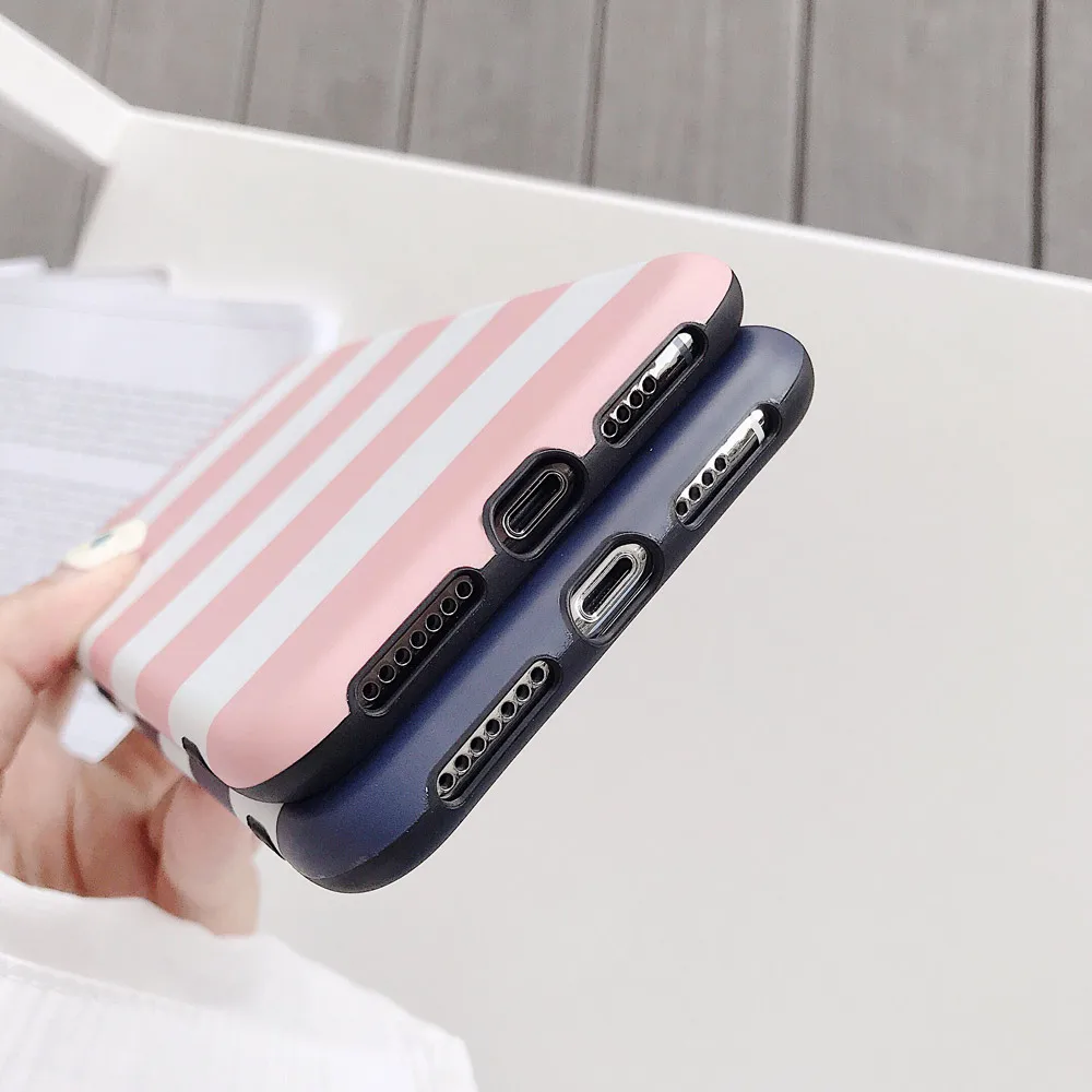 Простой чехол в полоску для телефона Iphone XS MAX X XR 7 8 Plus 6 S силиконовый Coque Fundas
