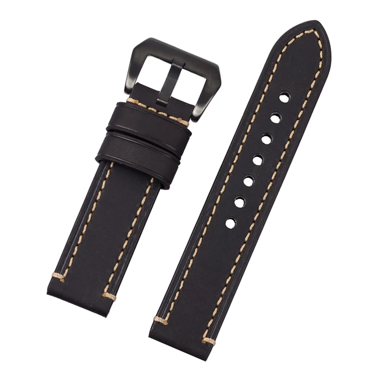 Black BlkBuckle EACHE 20 мм-26 мм Crazy Horse ремешок из натуральной кожи с черными пряжками - Цвет ремешка: Black BlkBuckle