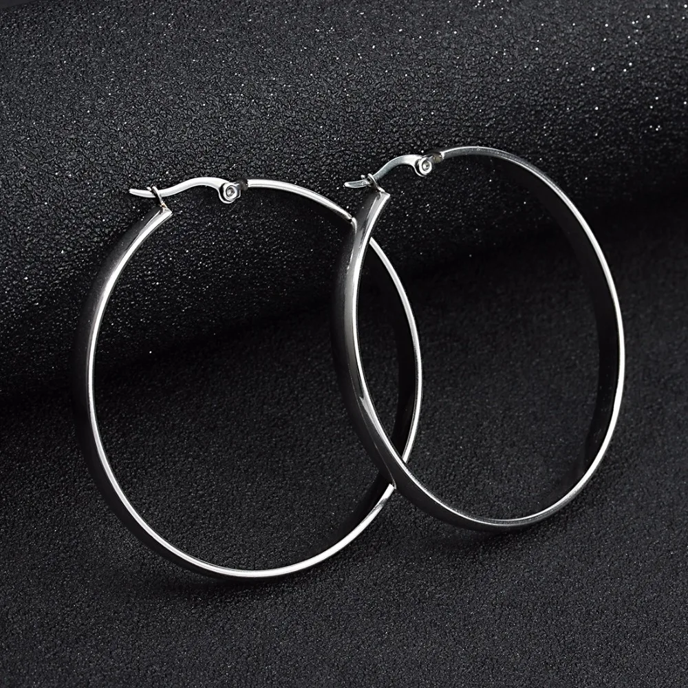 4 размера/набор круглые большие серьги для женщин кольца из нержавеющей стали