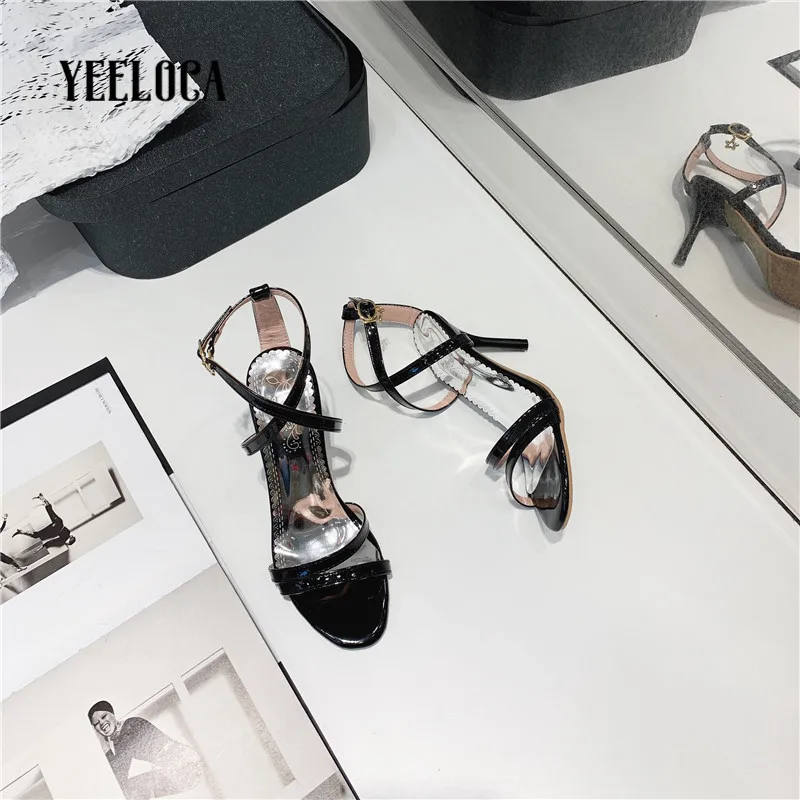 

YEELOCA 2019 women sandals open toe black sexy super high thin heels cross-strap ladies summer fashion shoes