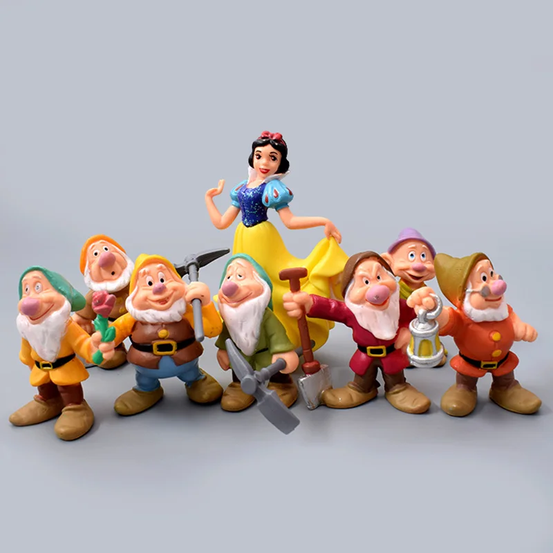 8 шт./лот игрушки Disney 5-10 см Белоснежка Принцесса и семь гномов экшн-Фигурки ПВХ