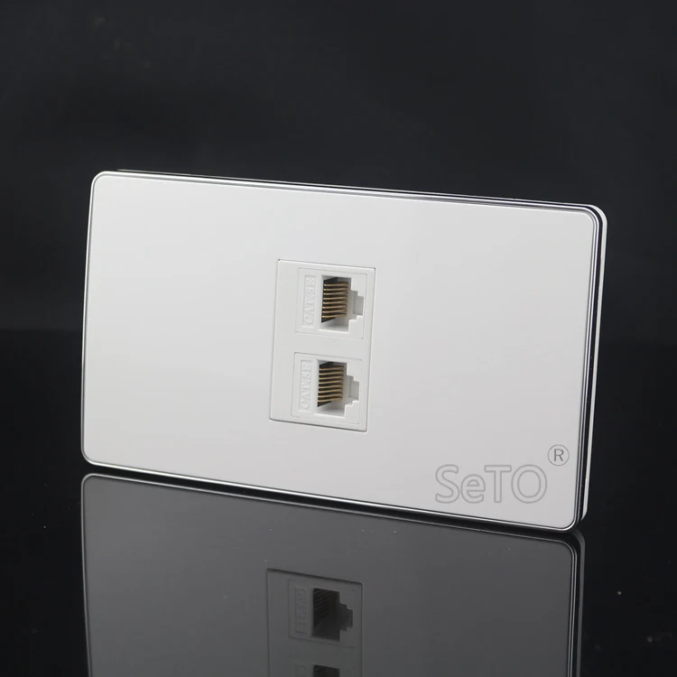 SeTo 120 Type Double Ports RJ45 Cat5e Network Lan Panel Wall Plate Socket Keystone Faceplate | Обустройство дома