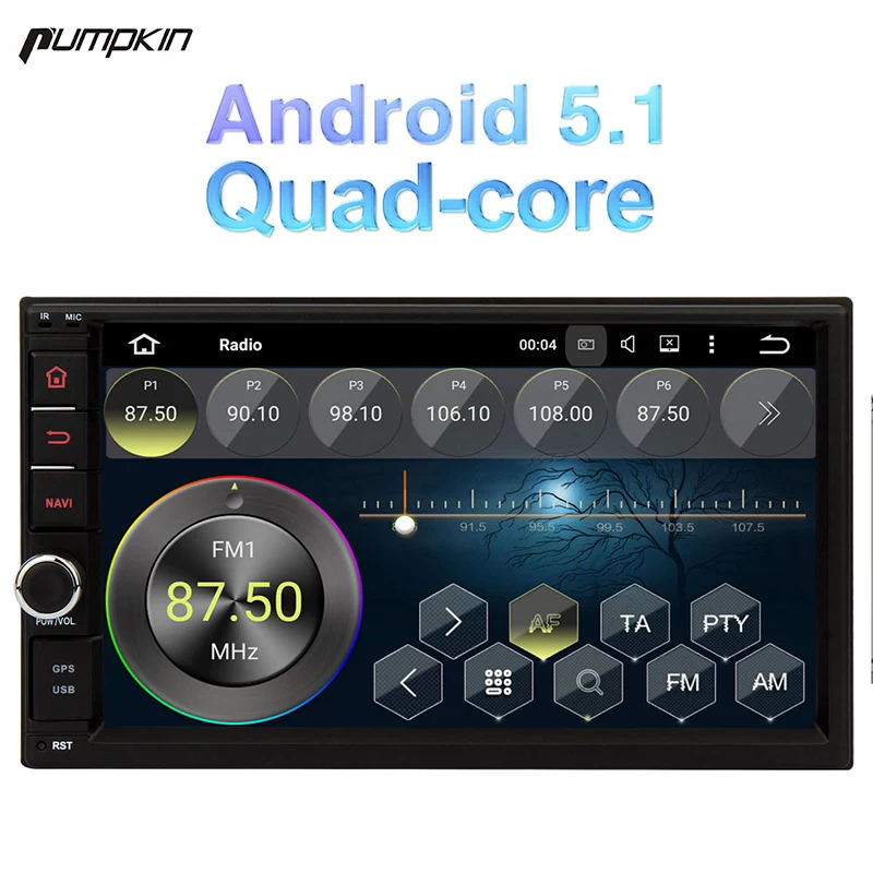Тыквы 7 дюймов 2 DIN Android 5.1 Универсальный dvd плеер автомобиля Quad Core GPS навигации