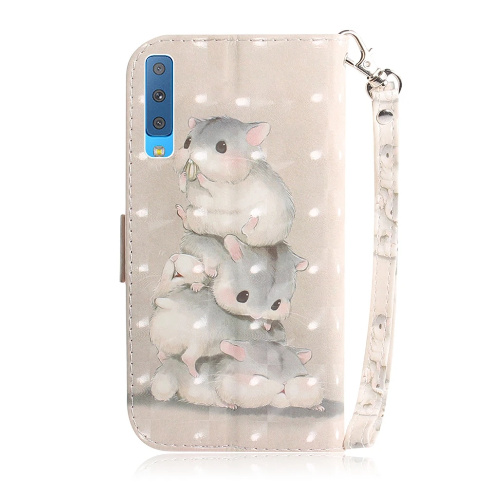 Для Coque samsung Galaxy A7 2018 чехол A9 3D бабочка любовь панда белка кожаный на