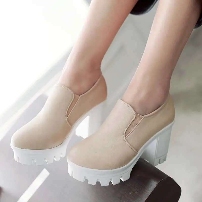 

ANMAIRON Women Shoes Sanglaide Spring Casual High Heels Shoes Sexy Platform Square Heel Pumps Shoes Women Big Size34 43 Pumps