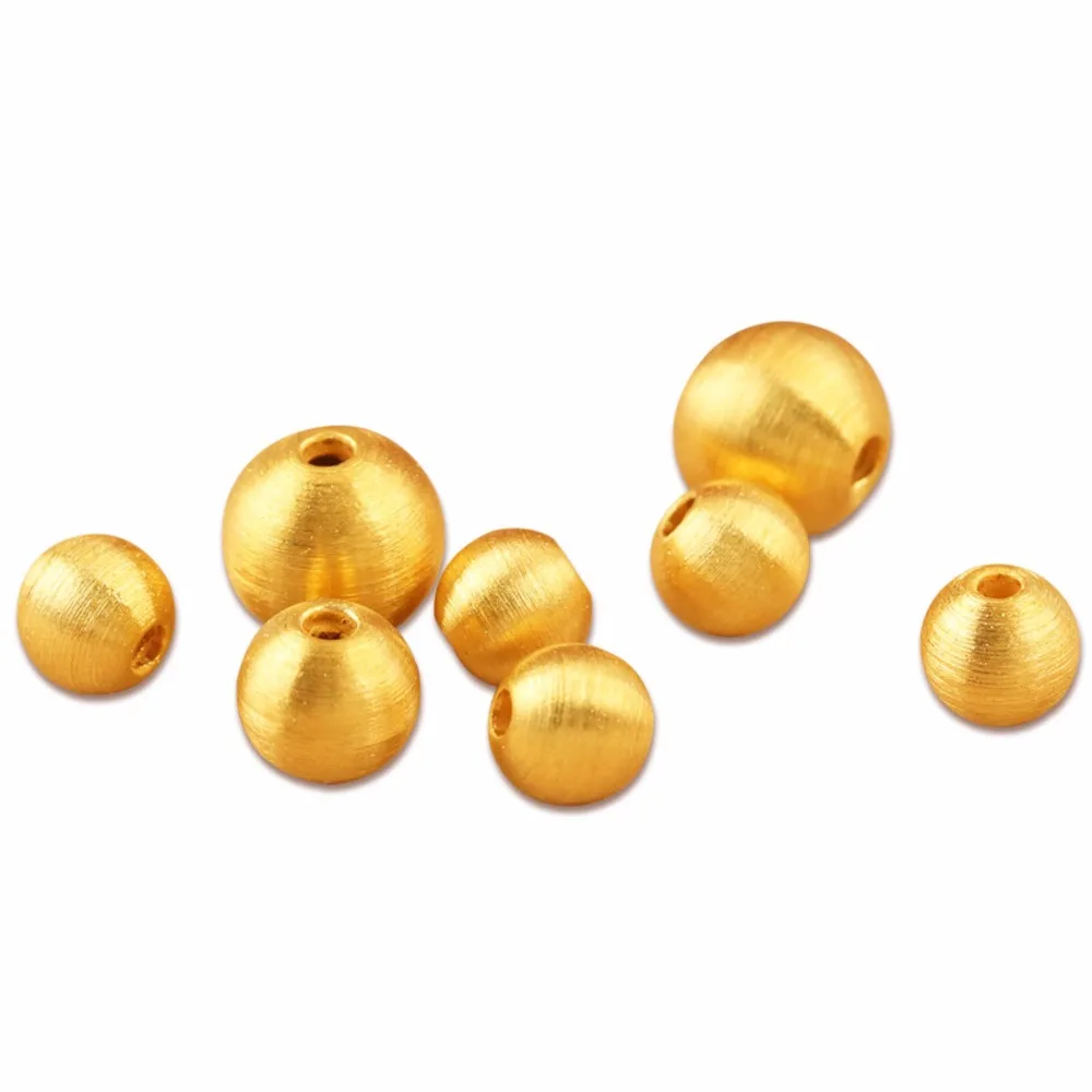 Чистый 999 24K желтое золото Lucky 8 мм матовый кулон из бисера 1 шт|beads pendant|pendant 24k goldlucky