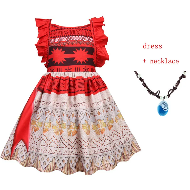 B-Necklace Коллекция года, карнавальный костюм принцессы для детей, платье Vaiana, костюм с necklace ем, костюмы на Хэллоуин для детей, кепки для девочек - Цвет: B-Necklace