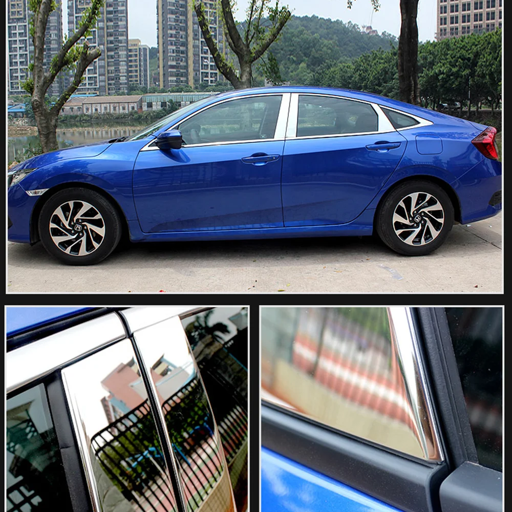Для Honda Civic 2016 2017 2018 Оконные Планки из нержавеющей стали центральный столб B + C
