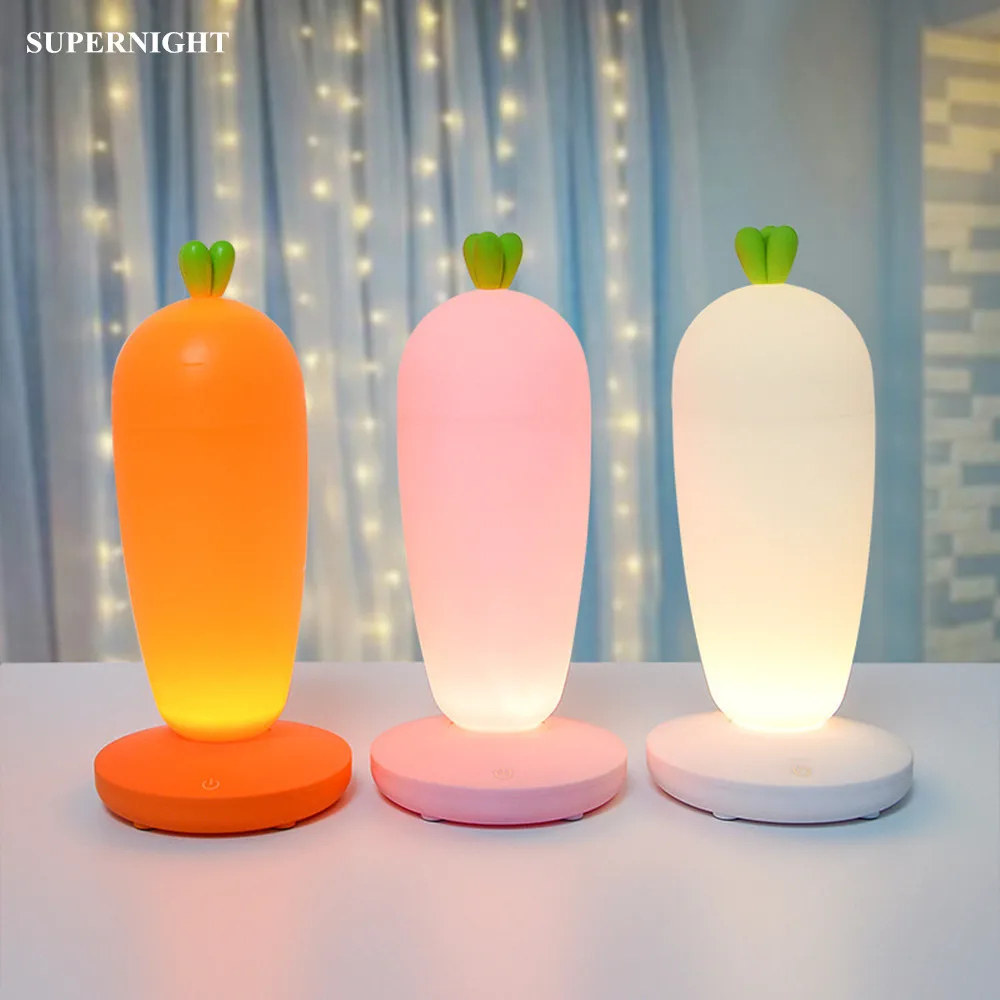 SuperNight силиконовые редис светодиодный ночник Творческий затемнения USB
