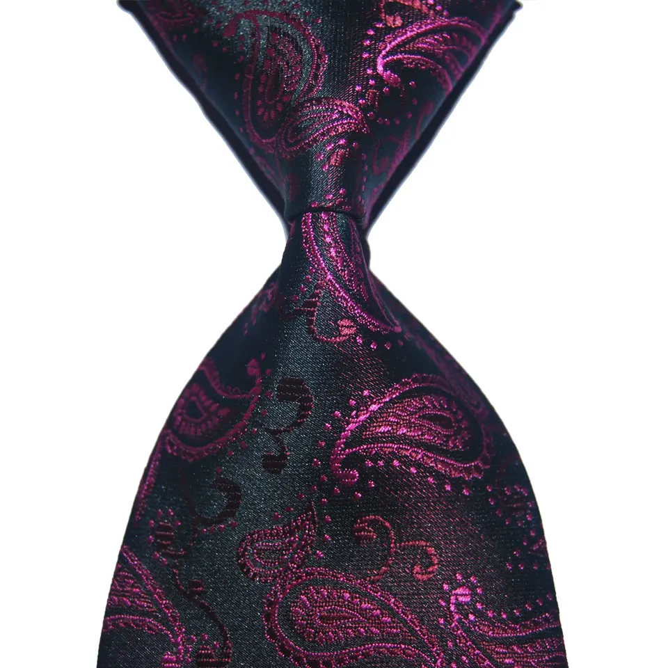 Dark Red Burgundy Классический Галстук Пейсли для мужчин шелковый галстук 10 см ширина Бордовый синий Модный жаккардовый тканый праздничный деловой костюм Свадебная вечеринка - Цвет: Dark Red Burgundy