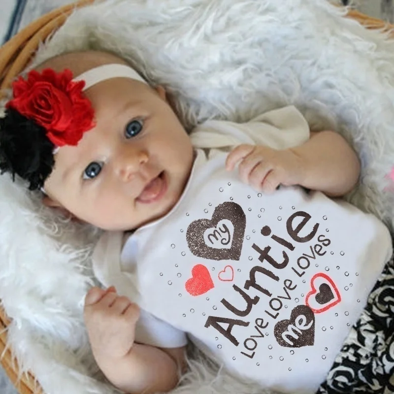Casual Lovely Baby Kids Romper Bodysuit My Auntie Loves Me Printed Boys Girls Infant Playsuits One Piece Suit