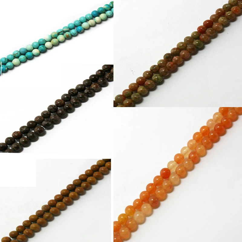 Новый дизайн 4 мм натуральные круглые бусины (окрашенные) для изготовления
