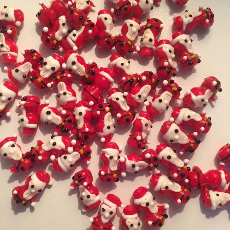 5 шт./лот муранский светильник Санта-Клаус/рождественские стеклянные бусины для