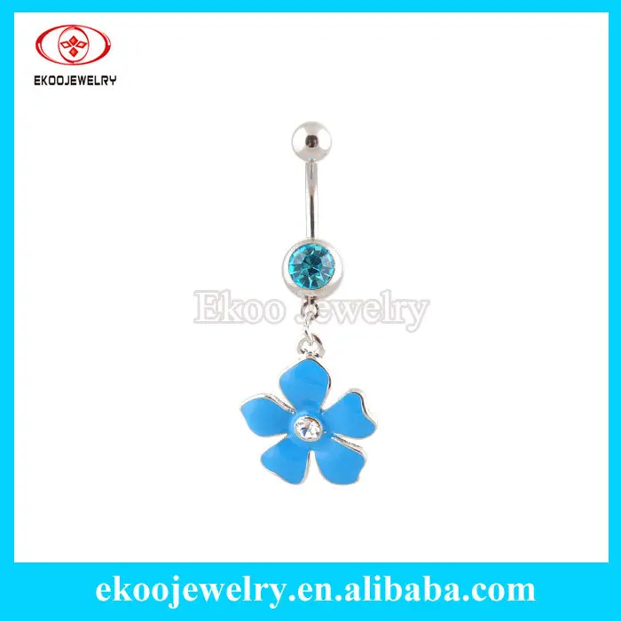 5-лепестковый цветок с центральным драгоценным камнем Пирсинг живота ювелирные