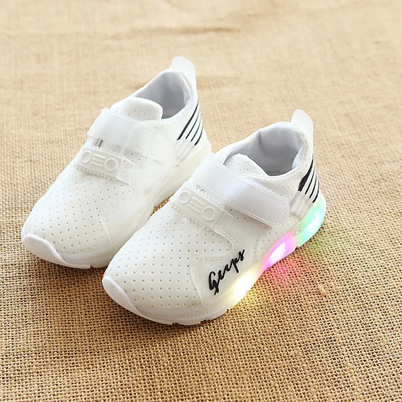 LED Kids Shoes Spring Autumn Baby Girl PU Breathable Glow Casual Boys &amp Girls Luminous Sneakers Glowing | Детская одежда и