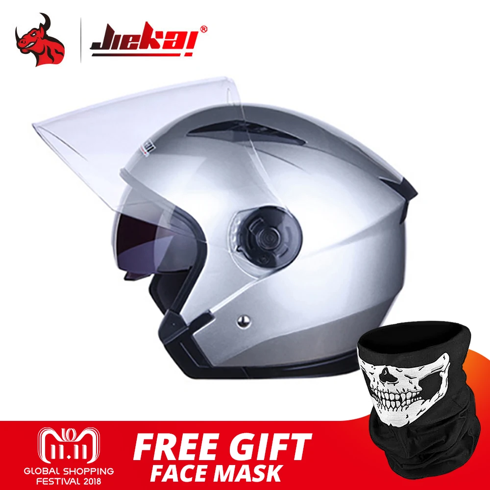 Мотоцикл Jiekai шлем откидной двойной козырек Мото шлем Capacete Para Motocicleta Cascos Para Moto Capacetes для мужчин и женщин - Цвет: Серебристый