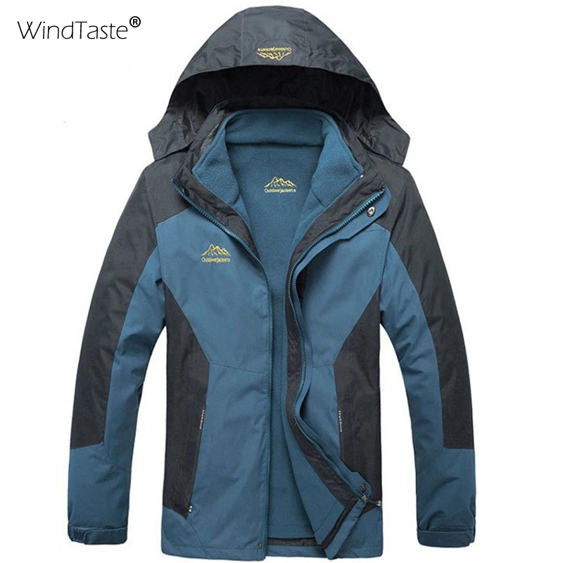 WindTaste 8XL Men's Women's 2 Pieces Thick Winter Inner Fleece Jacket Outdoor Sport Warm Coats Male Female Thermal Jackets KA097 | Спорт