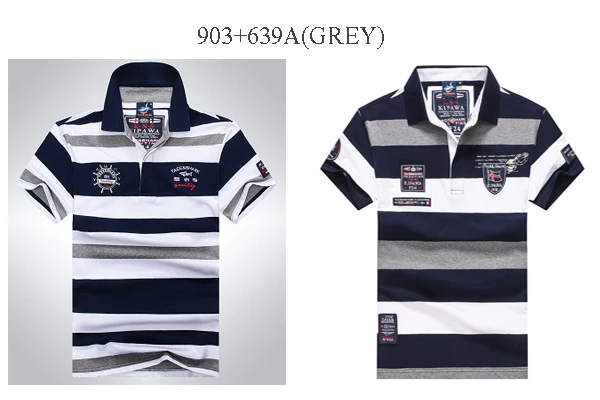 903-639A-GREY Высокое качество Топы И Футболки мужские Tace Shark Рубашки поло модные стильные летние полосатые Shark брендовые рубашки поло с коротким рукавом для мужчин - Цвет: 903-639A-GREY