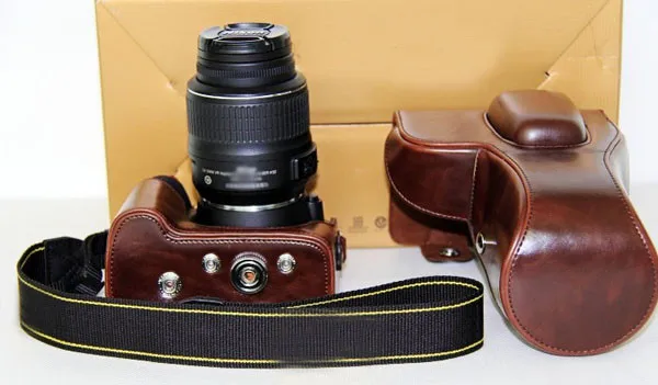 Бесплатная доставка Новый кожаный чехол для Nikon D3200 D3100 D3300 кожа Камера сумка 18- 105