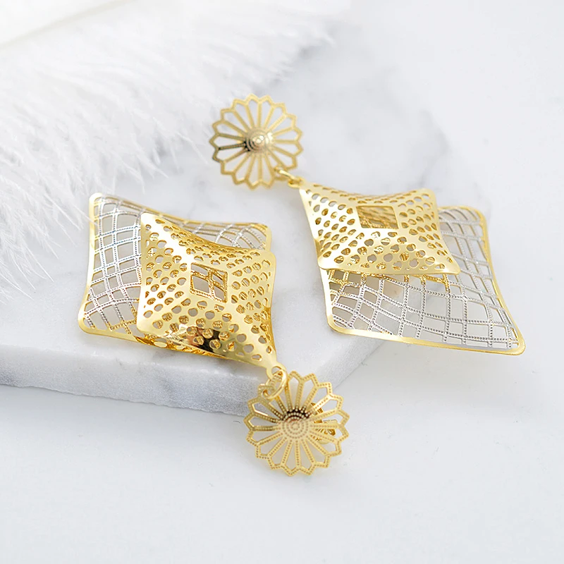 ZEADear Jewelry Fashion 2020 Earrings Pendant Sets Women Gold Color Copper Cross Hollow Out For Party Wedding | Украшения и