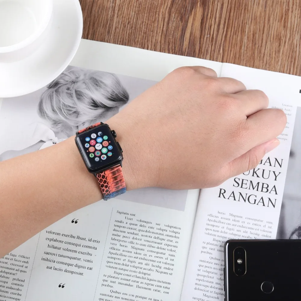 Кожаный ремешок ручной работы из натуральной змеиной кожи для Apple Watch 38 мм 40 мм 42 мм 44 мм кожаный браслет для iWatch ремешок серии 1 2 3 4