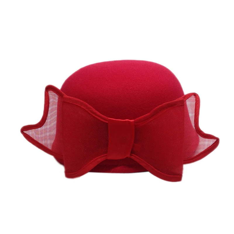 Lovely Winter Fedoras Hats For Kids Equestrian Hat With Large Bow Children Autumn Trilby Wool Fedora Chapeu Sombrero YY60544 | Аксессуары