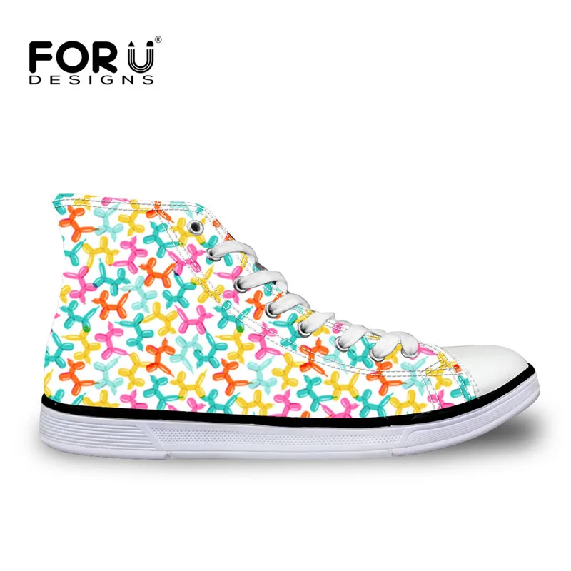 FORUDESIGNS/повседневная женская обувь с высоким берцем, забавный шарик, Рисунок собаки, Женская Вулканизированная обувь на плоской подошве, парусиновые кроссовки на платформе для девочек - Цвет: ZJZ528AK