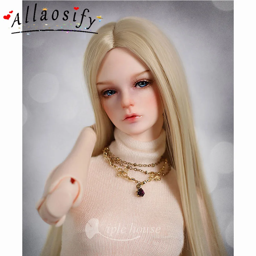Allaosify синтетические волосы длинные прямые BJD парик для кукол Серебряный серый черный