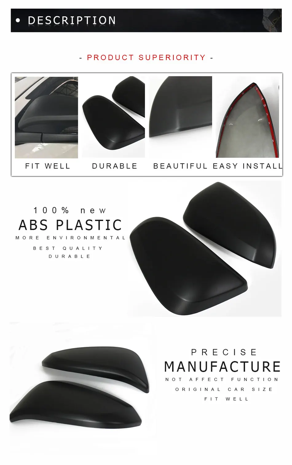 ABS black side rearview mirror cover for toyota rav4- hilux revo fortuner innova accessories YCSUNZ