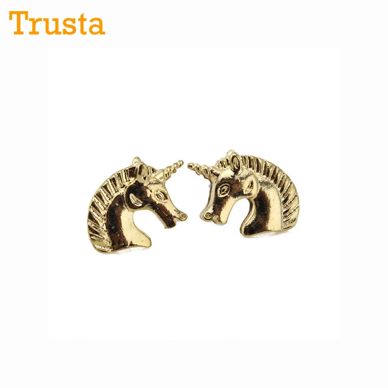 Trusta/2017 оптовая продажа 1 пара модных сережек-гвоздики золотого цвета с маленьким