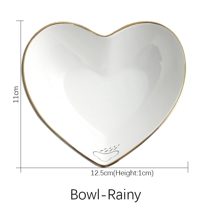 Bowl-Rainy Высококачественные керамические обеденные Тарелки и блюда из белого фарфора, вечерние столовые приборы, фарфоровые тарелки для завтрака - Цвет: Bowl-Rainy