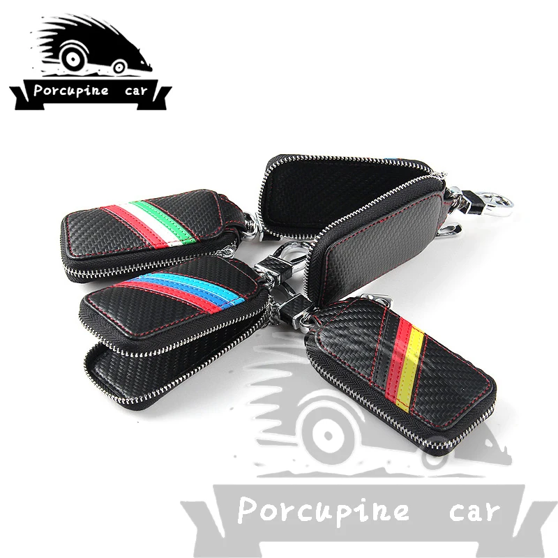 Кожаный чехол из углеродного волокна для автомобильных ключей Audi Mercedes Peugeot Toyota Vw