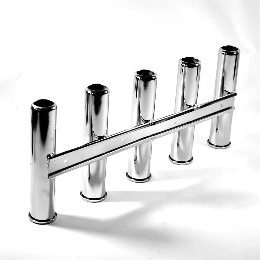 

5 Link Fishing Rod Holder 5 Tubes Rod Pod Rack Stainless Steel Boat Marine Yacht