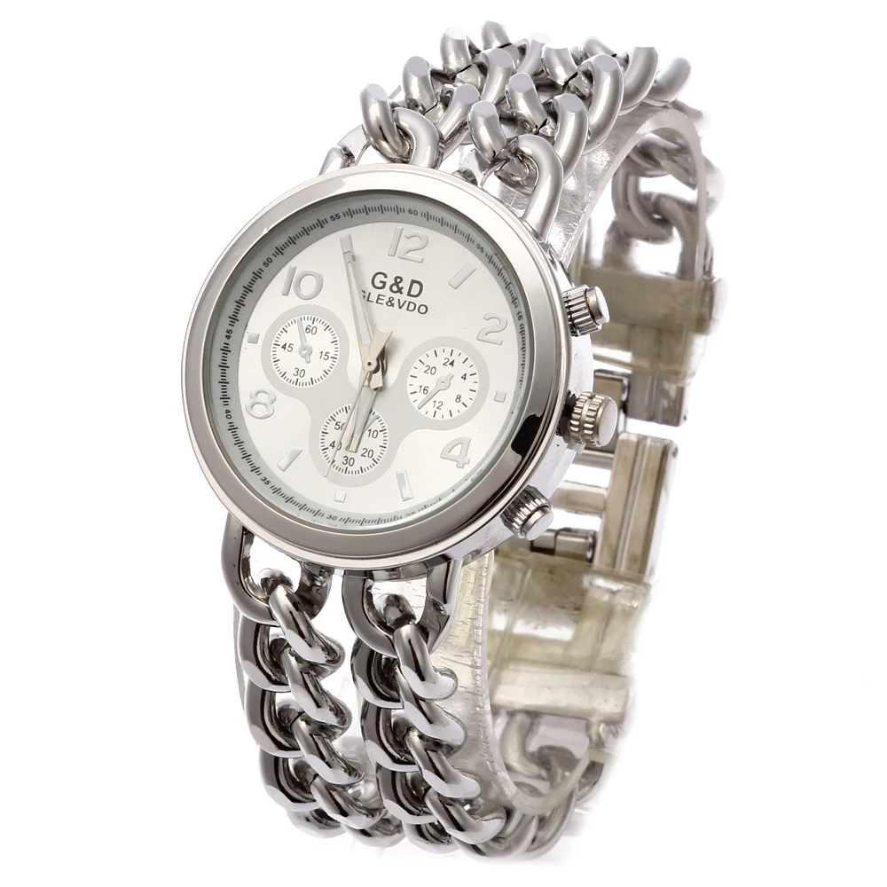 

2018 New G&D Women's Watches Silver Stainless Steel Band Fashion Casual Women's Dress Watch Quartz Wristwatches relogio feminino