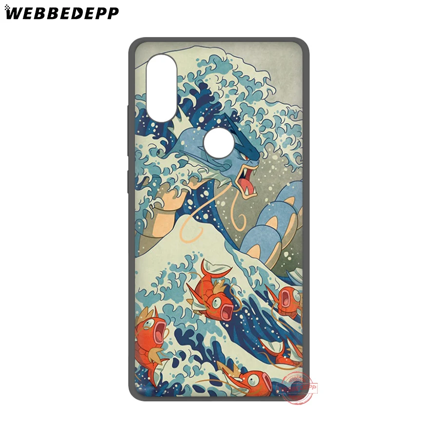 Мягкий силиконовый чехол WEBBEDEPP Wave Art Japanese Green Illust для Xiaomi Mi 6 8 9 SE MAX 3 A1 A2 Lite F1 |