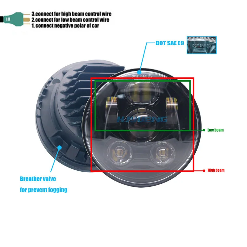 7inch round Headlight with H13 H4 Hi/Lo beam for Jeep Wrangler Hummer Land Roverfor TJ JK &amp Unlimited | Автомобили и мотоциклы