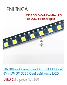 100 шт. SMD LED 2835 чипы 1 Вт 3 в 6 в 9 в 18 в бусины свет белый теплый 0,5 Вт 1 Вт 130лм поверхностное крепление PCB светоизлучающие лампы