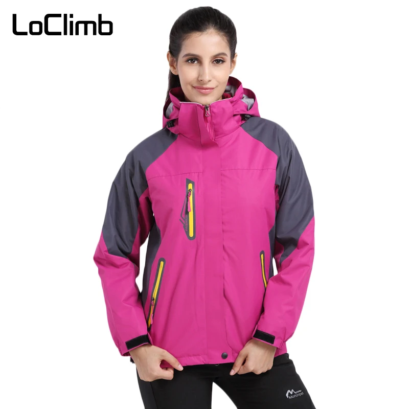 LoClimb 3 в 1 брендовые зимние походные куртки для женщин, уличные походные лыжные спортивные пальто, водонепроницаемые женские ветровки, AW105