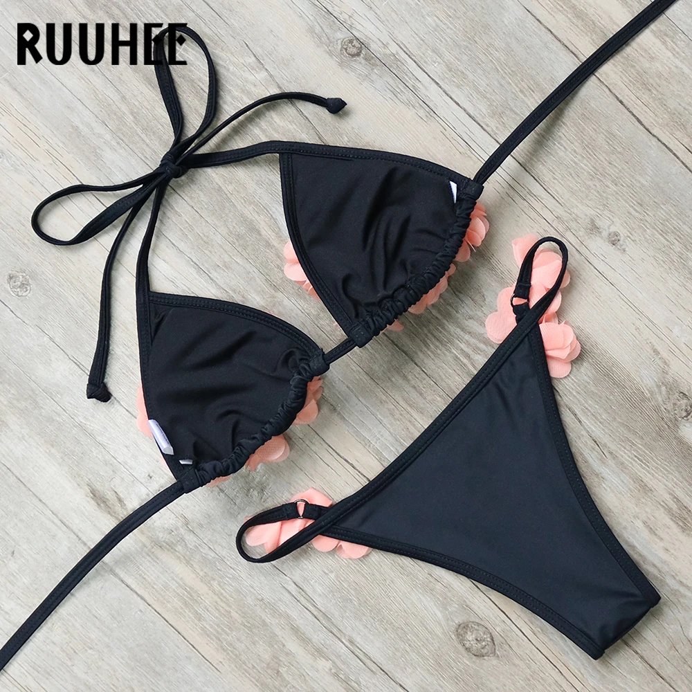 RUUHEE, бикини, купальник, женский, 3D, Цветочный, сексуальный, бикини, набор, купальник, пуш-ап, пляжная одежда, Maillot De Bain Femme Biquini