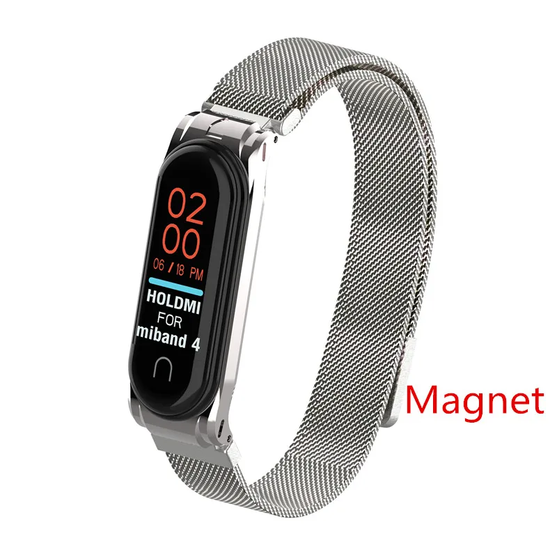 Mi Band 4 3 магнитный металлический ремешок Металлический Стальной ремешок mi band 4 3 браслеты mi band 3 металлический браслет для xiaomi mi band 4 3 - Цвет: Sliver 01