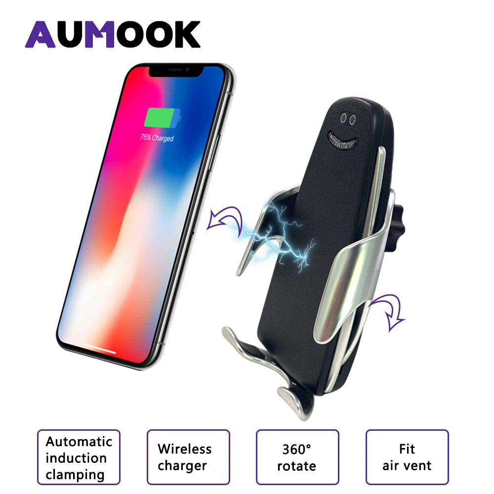 Автоматическое Qi USB автомобильное беспроводное зарядное устройство для IPhone X XS XR