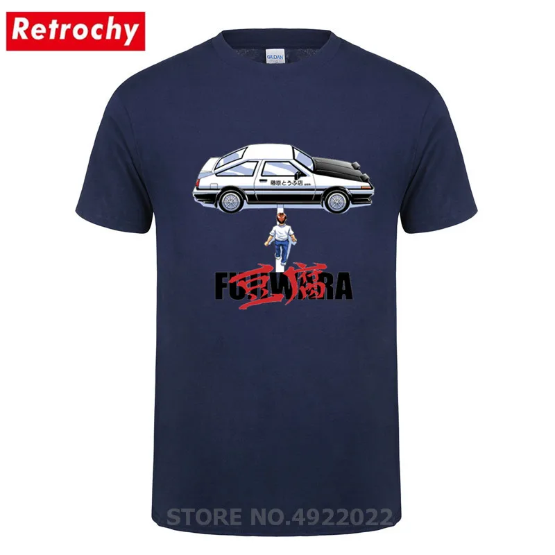Японская аниме Fujiwara Initial D Drift Car футболка Классический комикс AE86 футболки Homme