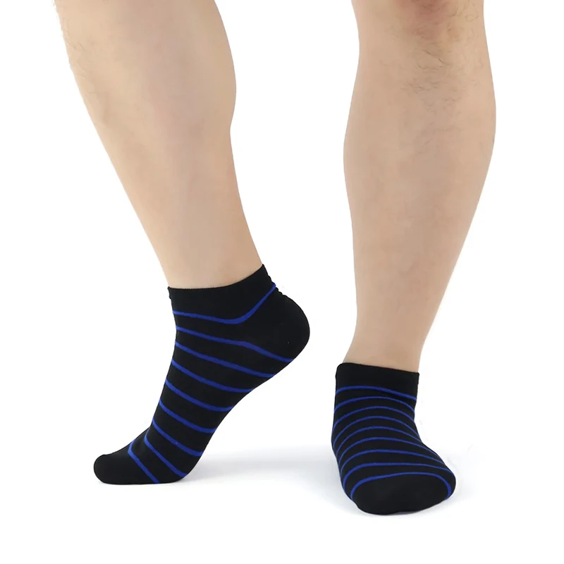 Носки-тапочки мужские короткие компрессионные в полоску черные 6 цветов | Мужская