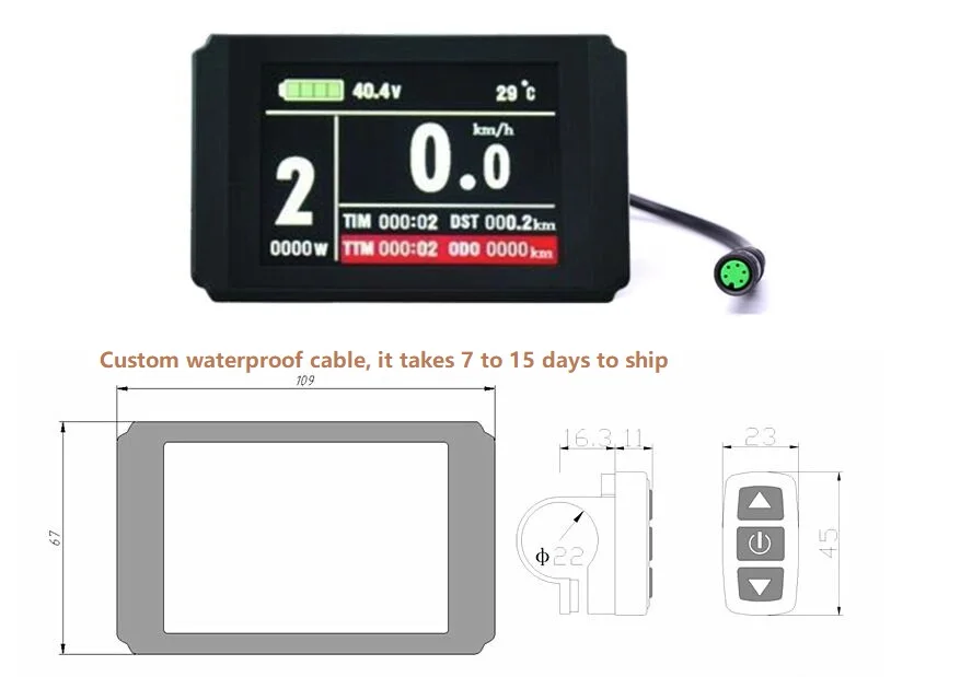 Ebike 60V KT LCD8H цветная матрица дисплей измерительный прибор черная панель